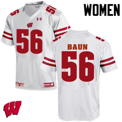 Women's Wisconsin Badgers NCAA #56 Zack Baun White Authentic Under Armour Stitched College Football Jersey JL31P07HC